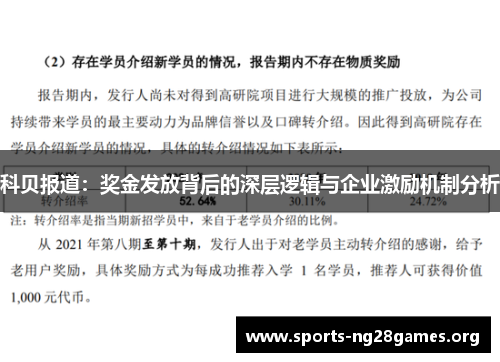 科贝报道：奖金发放背后的深层逻辑与企业激励机制分析