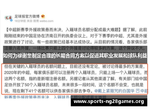 如何为穆谢奎制定合理的长期合同方案以促进其职业发展和球队利益